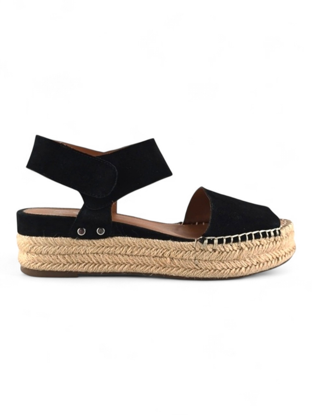 Franco Sarto Women's Leather Oak Espadrille Platform Sandal Black 6.5M